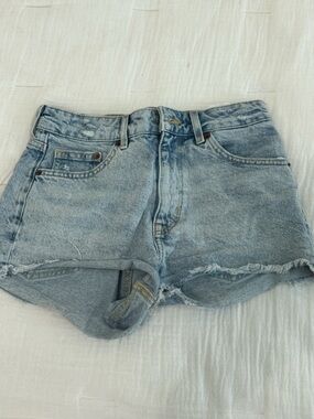 Divided Light Blue Distressed High-Waist Denim Shorts
